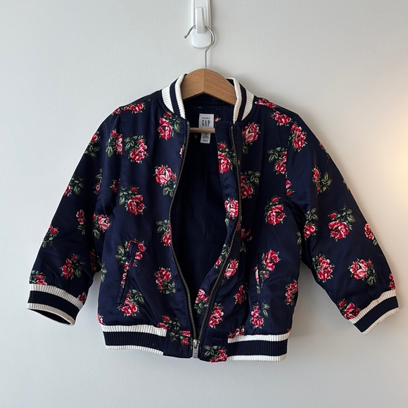 Floral Kids Jacket - Black with Pink Accents - Picture 1 of 3